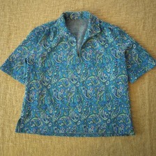 Vintage 70s Paisley Polyester Collared Shirt Small