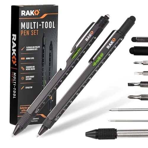 Multi-Tool 2Pc Pen Set - LED Light, Touchscreen Stylus, Multitool Pen Set