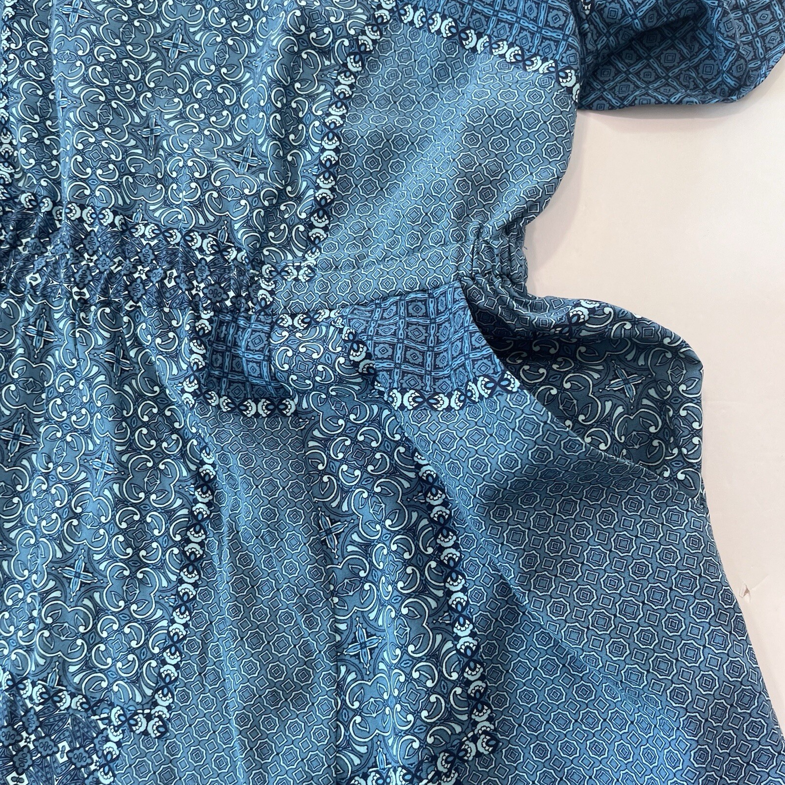 Torrid Blue Patchwork Short Sleeve Pockets Challi… - image 6