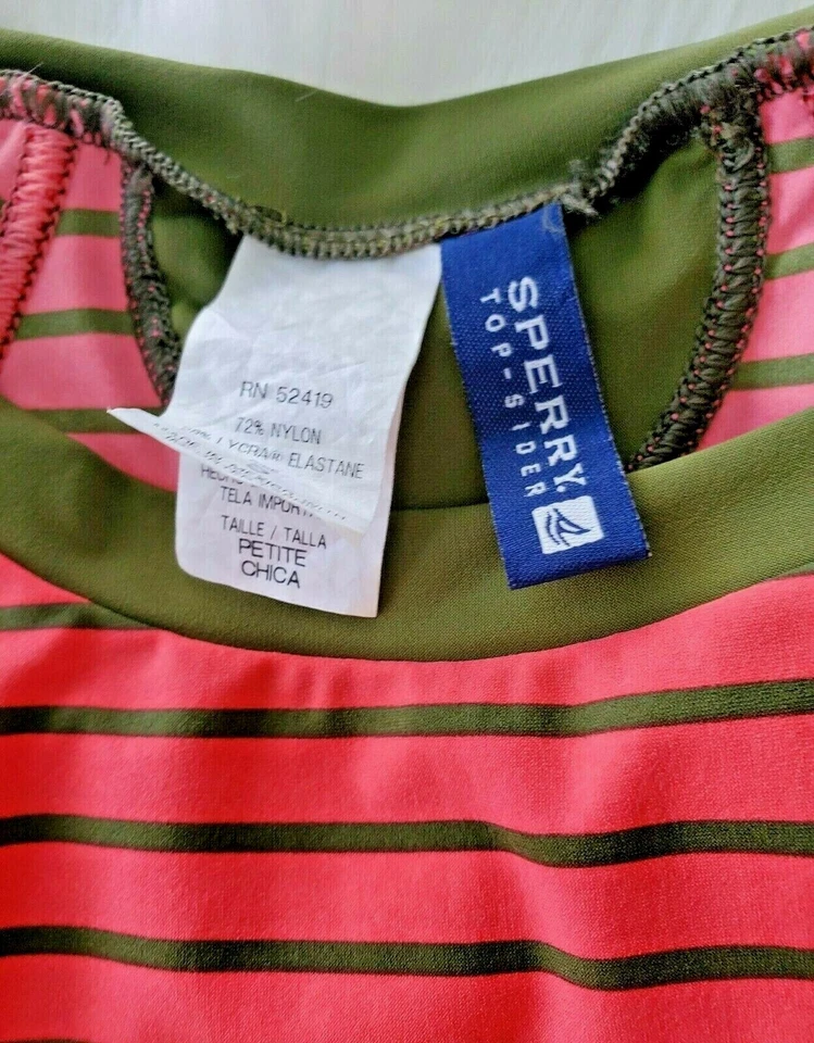 SPERRY TOP-SIDER 女式珊瑚和 KHAKI LS Active Wear 衬衫,尺寸 S — 第 3/4 张图片