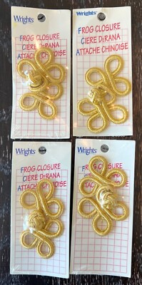 Frog Knot Closure Gold 3'' Wrights Metallic 4 Sets Vintage Fastener Fast Color