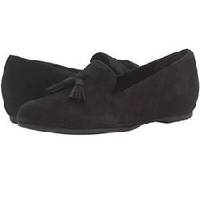 Munro Tallie Tassle Flats Loafer Size 7.5 Black Quilted Suede Slip On Shoes