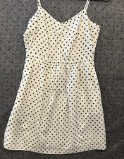 J. Crew Mini Swing Dress 4 Silk Chiffon White Black Polka Dot Strappy Sleeves