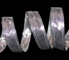 20 Yards Shiny Silver Metallic Lame Wired Ribbon 7/8"W