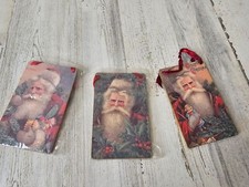 Vintage Santa cardboard hanging ornament wooden toys glitter unique vintage styl