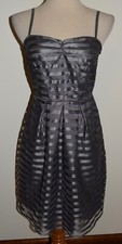 New The Limited Event Dress 6 Gray Silver Striped Spaghetti Strap Cocktail Mini