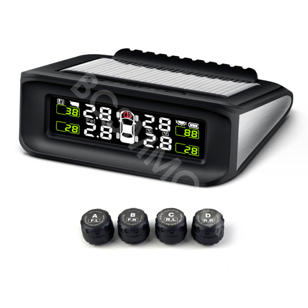 4 External Sensors TPMS Car Wireless Tire Pressure Monitoring System LCD Display