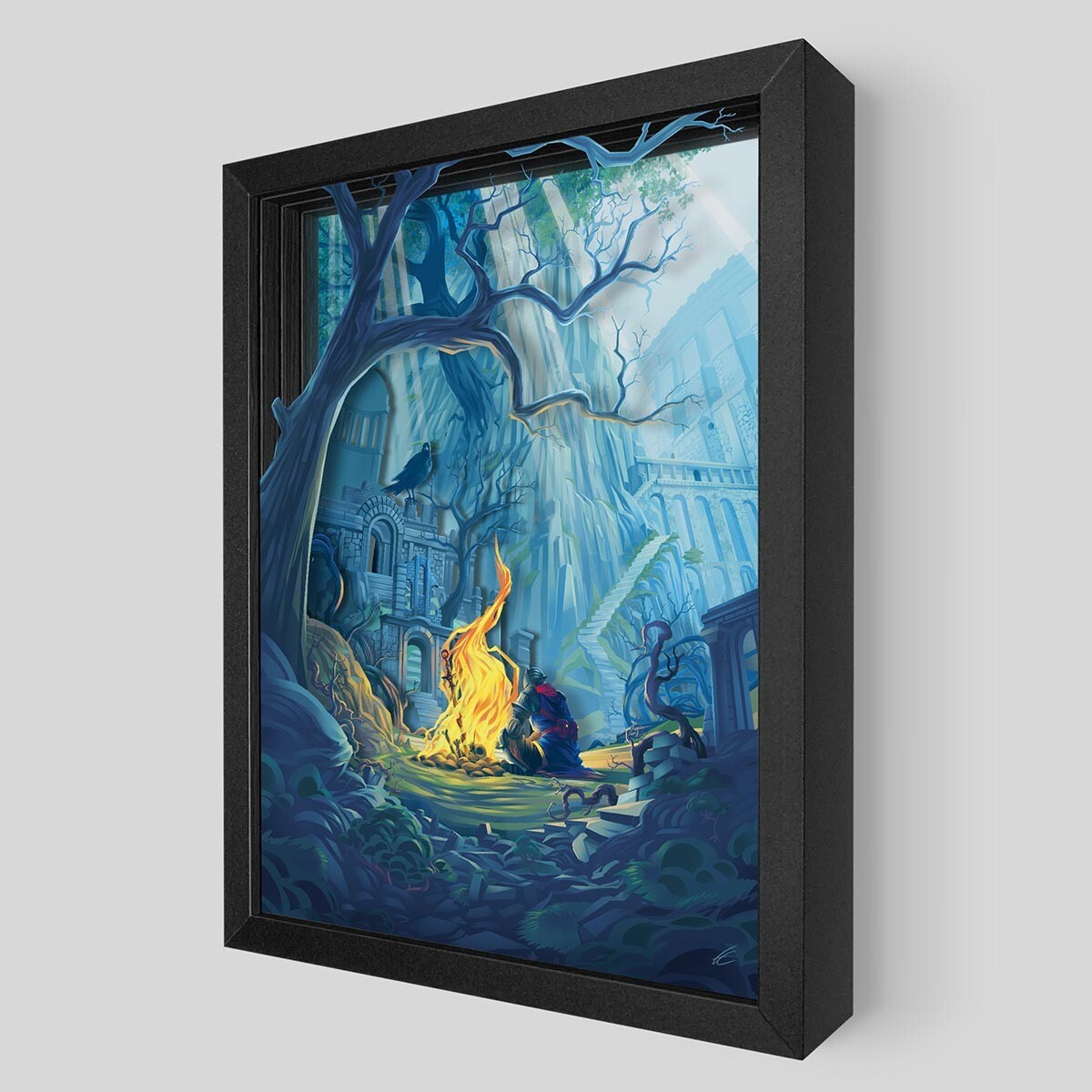 Dark Souls Firelink Shrine Framed Shadow Box Wall Art 12x16 Poster