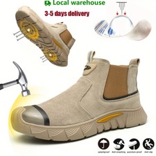 Men Protective Shoes High-Top Welding Safety Boots Anti-Spark Steel Toe Slip On