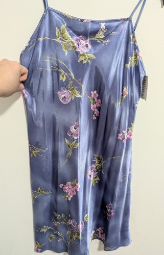 Vintage Y2K Purple Floral Satin Mini Slip Dress SMALL Fairy Boho Whimsy Festival - Picture 2 of 12