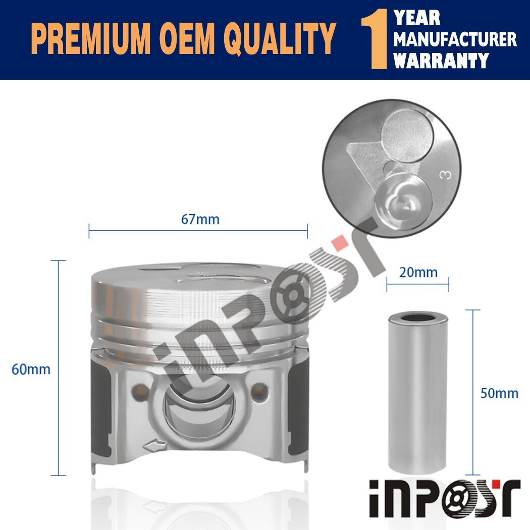 Piston + Ring Kit Set STD 67mm for Kubota D722 x 3 PCS