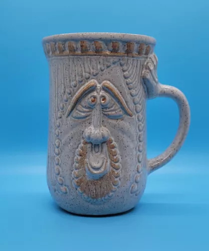 Vintage Pottery Craft Handcrafted Stoneware Funny Face Coffee Tea Mug 