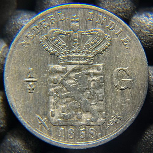 NETHERLANDS INDIES 1858 1/2 1 & 2 1/2 CENTS & 1/10 & 1/4 GULDEN complete set - Picture 8 of 11