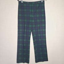 Vtg 70's Christenfeld Womens Sz 10 Green Plaid Retro Pleated Pants Elastic Waist