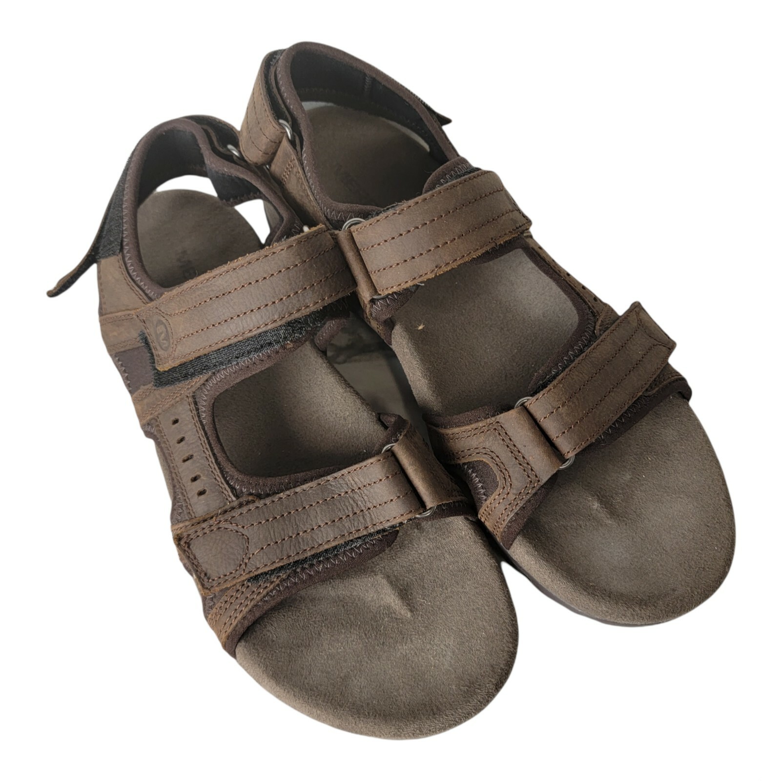 Sandalias de cuero marrón Merrell para hombre Cámbrico tierra oscura Vibram deportes acuáticos 8 como nuevas
