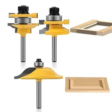 Router Bit Set, 3Pcs 1/4'' Cabinet Door Router Bits for Woodworking Tool Groove