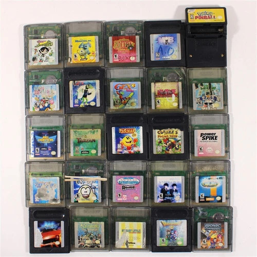 Discounted Game Boy Color Lot of 25 Games- Roadsters, Toki Tori, Disney Tarzan
