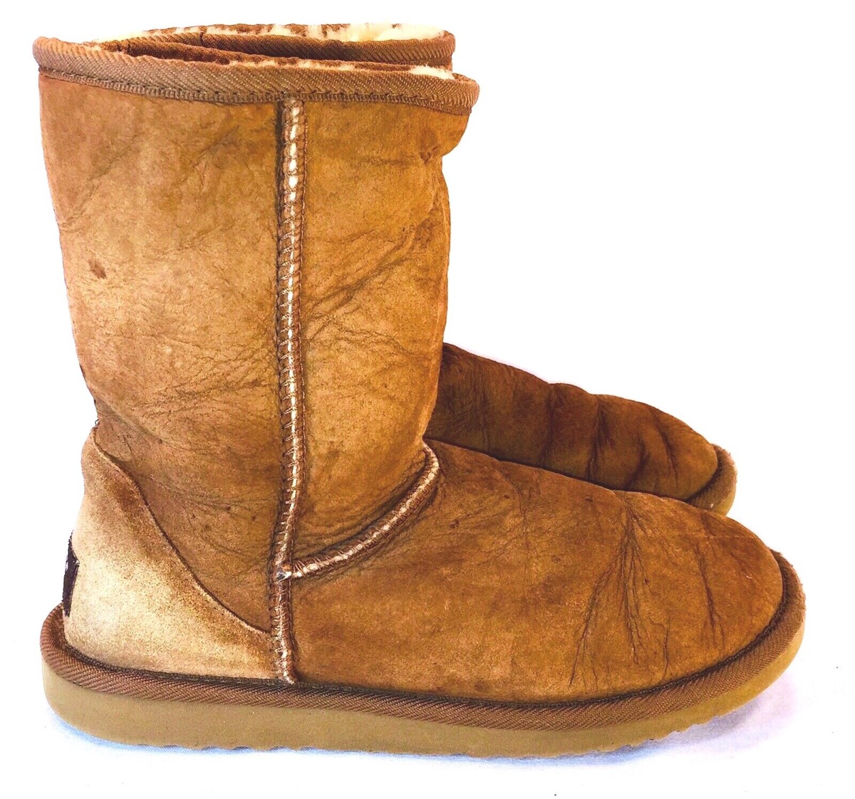UGG Boots Genuine Australian Suede Shearling Lined Tan Size 