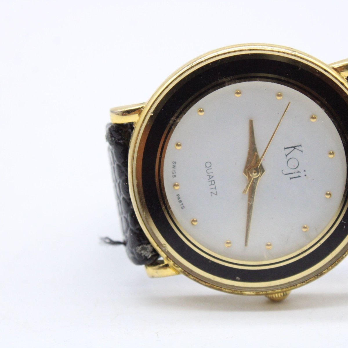 Vintage KOJI Watch Womens Gold Tone Steel Classic White Dial