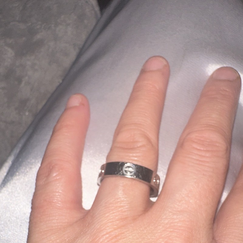 Cartier Love 18K White Gold Band Ring Size 52 6mm Engraved Signed 52833A