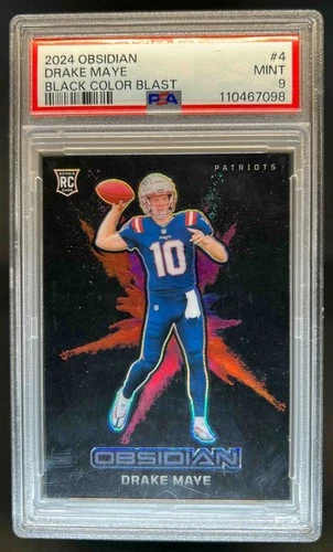 2024 Obsidian Drake Maye Black Color Blast SP Rookie RC #4 Patriots PSA 9