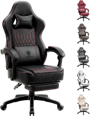 Dowinx Gaming Chair Breathable PU Leather Gamer Chair with Footrest Massage Lumb