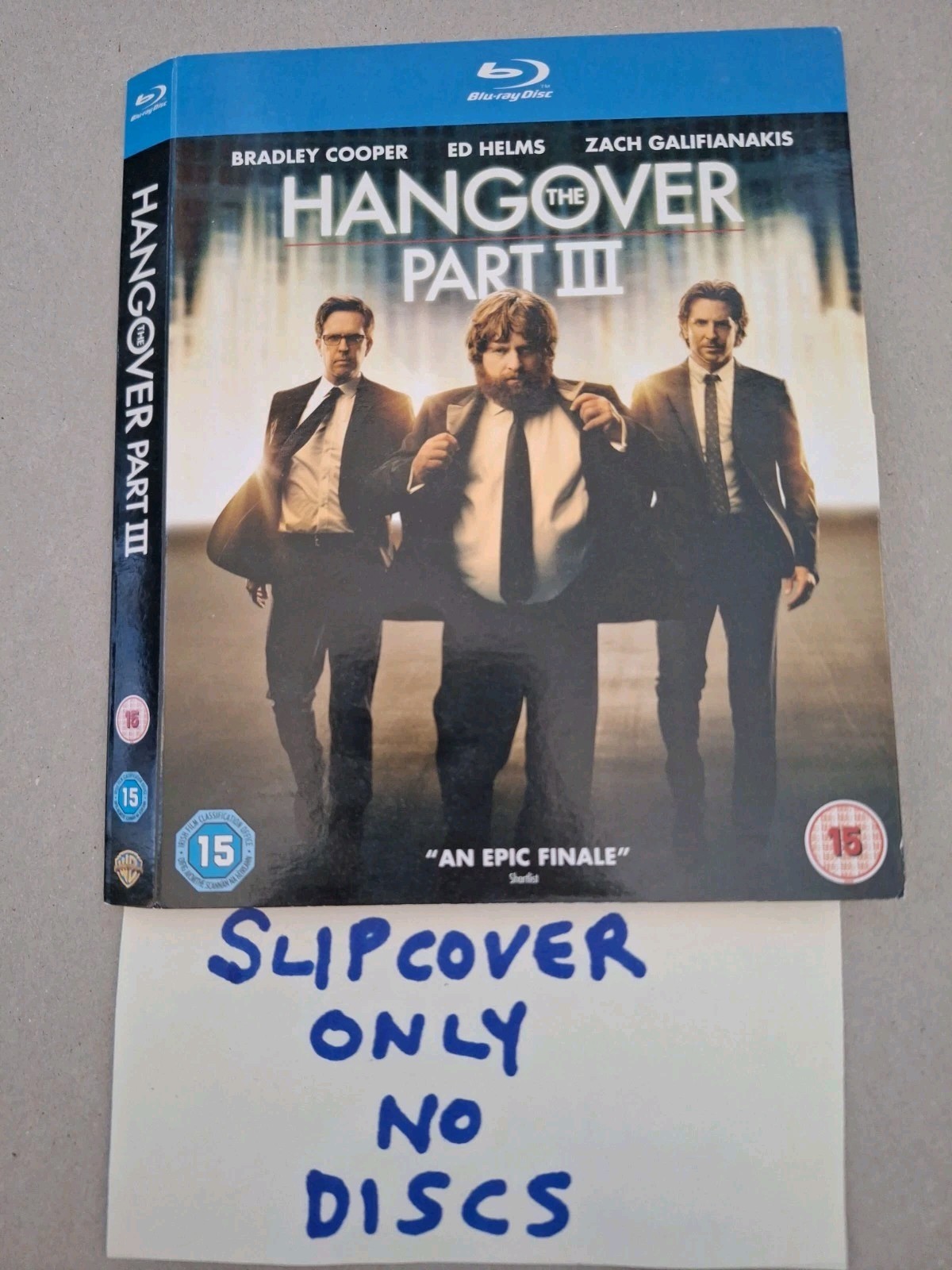 The Hangover: Part 3 Blu-ray (2013). Slipcover Only.  No Discs Included.
