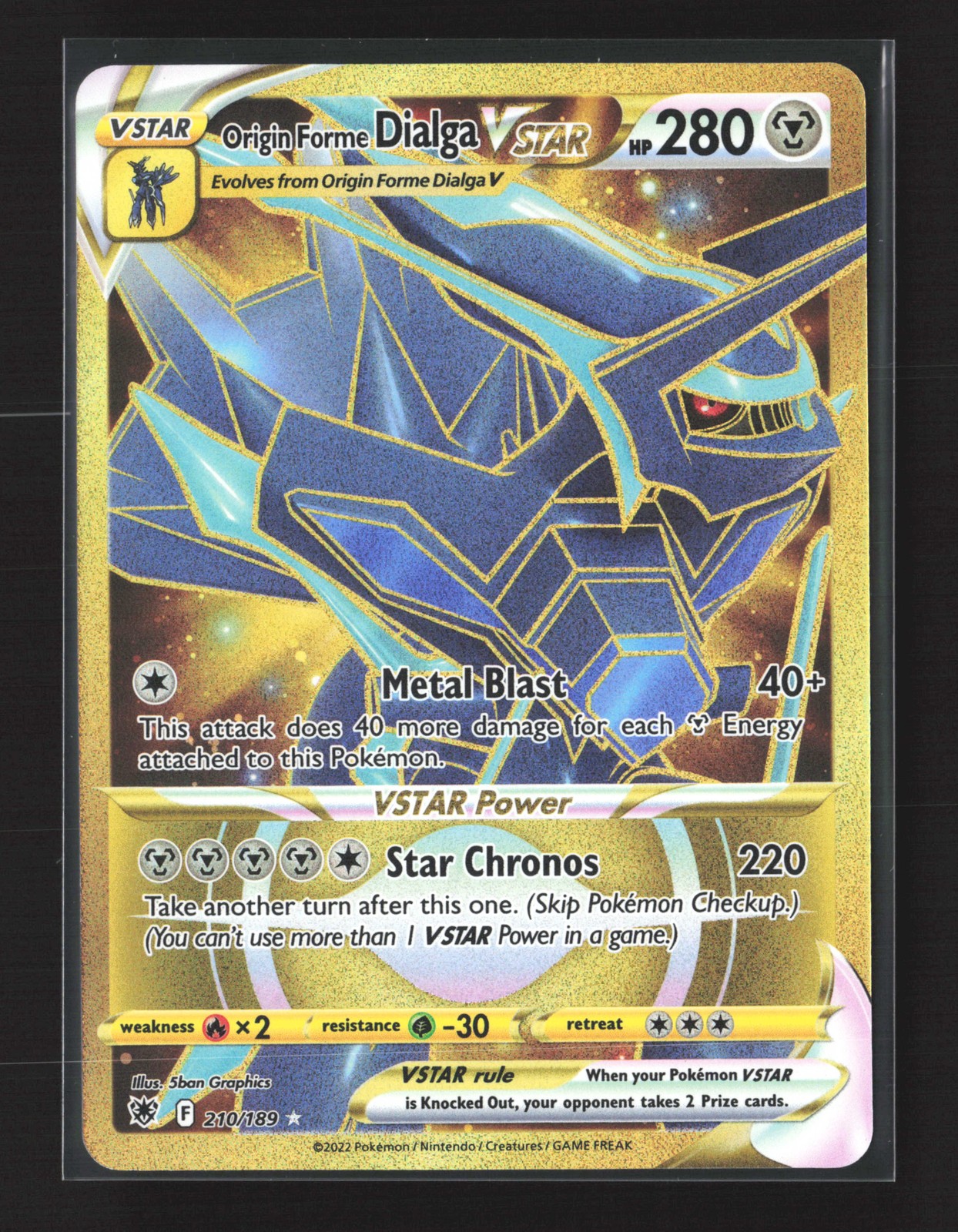 Pokemon SWSH10: Astral Radiance #210/189 Holo Origin Forme Dialga VSTAR