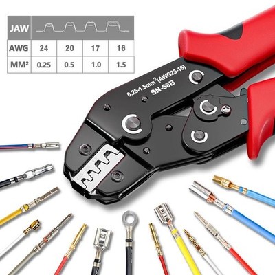 Sn-58b Ratcheting Crimping Tool Set 0.25-1.5mm² for Dupont Jst Molex Terminals