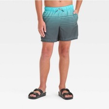 NWT Boys' Ombre Striped Swim Shorts - art class  Aqua Blue - Size XL 14 
