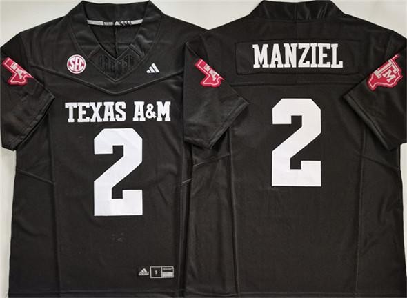 Mens Texas A&M Aggies Lions #2 Johnny Manziel Black Stitched