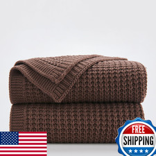 Douceur Brown Cable Knit Throw Blanket for Couch - Soft, Chunky, Reversible