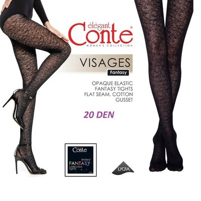Conte Visages ausgefallene Qualität halbtransparente Strumpfhose 40 DEN...
