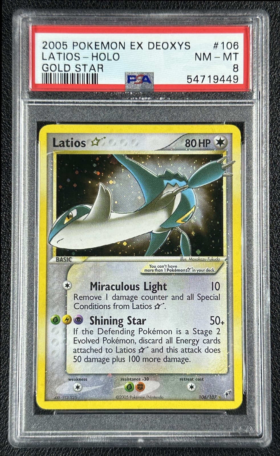 LATIOS HOLO GOLD STAR RARE PSA 8 2005 POKEMON EX DEOXYS #106/107 HOLO 9449 view 1