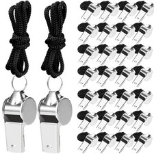 Agolctry 100 Pcs Stainless Steel Whistle with Lanyard, Sports Black Lanyard