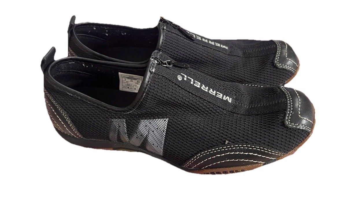 Scarpe da ginnastica Merrell donna nere mesh zip atletiche Y2K indie sleaze taglia 8