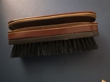 vintage Shoe Brush With Zipper Leather Storage USED Ideal SHIELDS