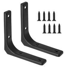 Hordion 2pcs Wall Shelf Brackets 4 Inch, Heavy Duty L Bracket Right Angle Bra...