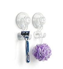 Clear Suction Cup Razor Holder for Shower, 2 Pack Double Push Lock Double Hook