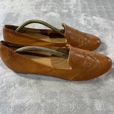 Naturalizer Lerato Flat Shoes Womens 10 Brown Leather Loafers Wingtip Slip On