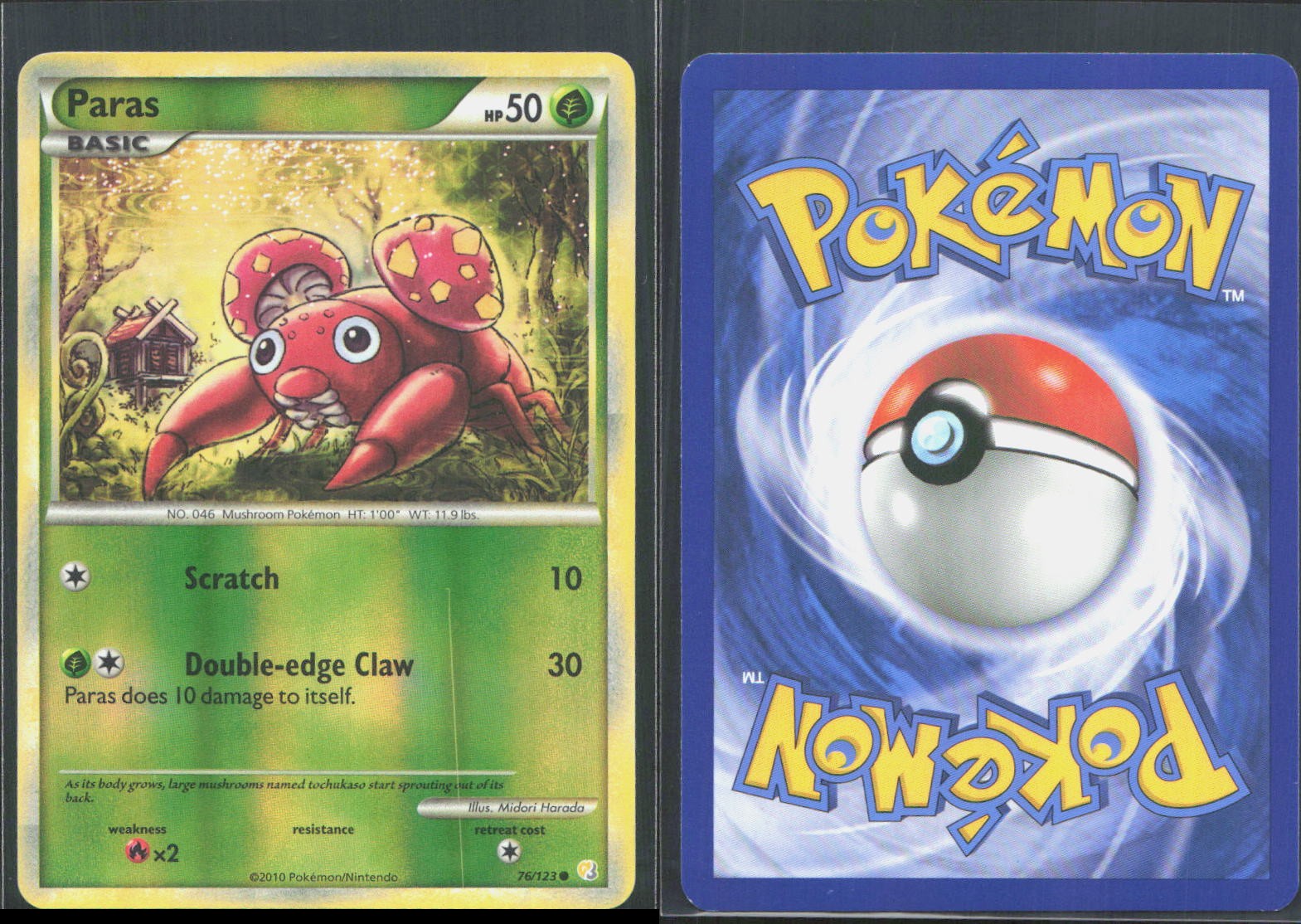 PARAS 76/123 C HEARTGOLD & SOULSILVER POKEMON REVERSE HOLO NM/M