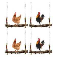 4 Pack Chicken Bird Swing,Natural Wooden Swing Toys,Wood Stand for Chick,3948