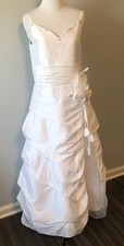 NWT LanTing Youth White Pageant / Wedding Dress Size 12 Beaded Rosette Sash