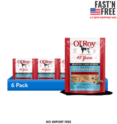 (6 pack) Ol' Roy Mini Munchy Bone Dog Treats, Bacon and Cheese Flavor, 19 oz