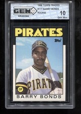 Barry Bonds Rookie 1986 Topps Traded #11T RC Card MLB Pirates GEM MINT 10. rookie card picture