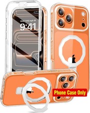 iPhone 17 Pro Max Case Built-in Screen Protector Stand, Clear Full Body Cover