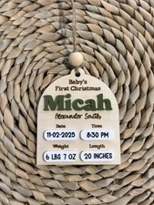 Personalized Baby's First Christmas Ornament - Custom Keepsake with Engraved Bir