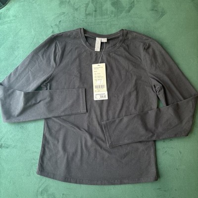 Sweaty Betty Essential Sculpt Long-Sleeve T-Shirt - Black - Medium - Cotton- NWT