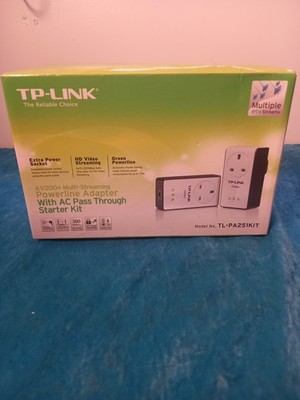 TP-Link TL-PA251KIT AV200+ Powerline Adapter Starter Kit - AC Pass Through (UK)