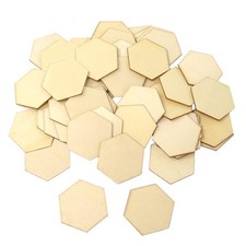 Honbay 50PCS 40mm/1.57Inch Hexagon Blank Unfinished Wood Slices light brown 